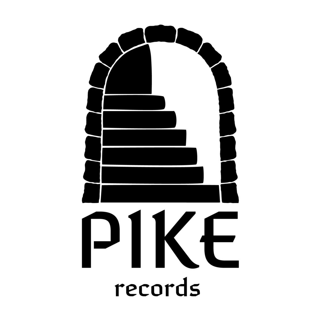 The black and white logo of PIKE Records showcases a stylized stone arch with steps leading upward, set above the bold text "PIKE Records".